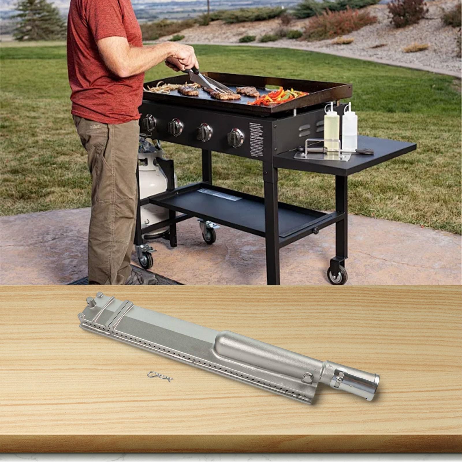 Bruciatore per barbecue in acciaio inox 304, 40,6 x 78,7 x 53,3 cm, ricambio 16516 26106, propano e gas