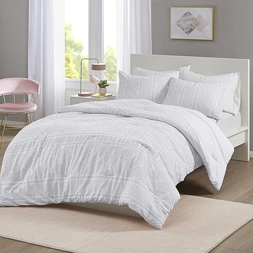 Miniatura 10 de Comfort Spaces Juego de edredón 100% algodón, diseño geométrico jacquard de mediados de siglo, alternativa al plumón, ropa de cama moderna para