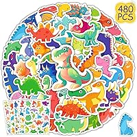 Vista 1 de Paquete de 480 calcomanías de dinosaurio para botellas de agua para niños y adultos, vinilo impermeable, lindas calcomanías de dinosaurio