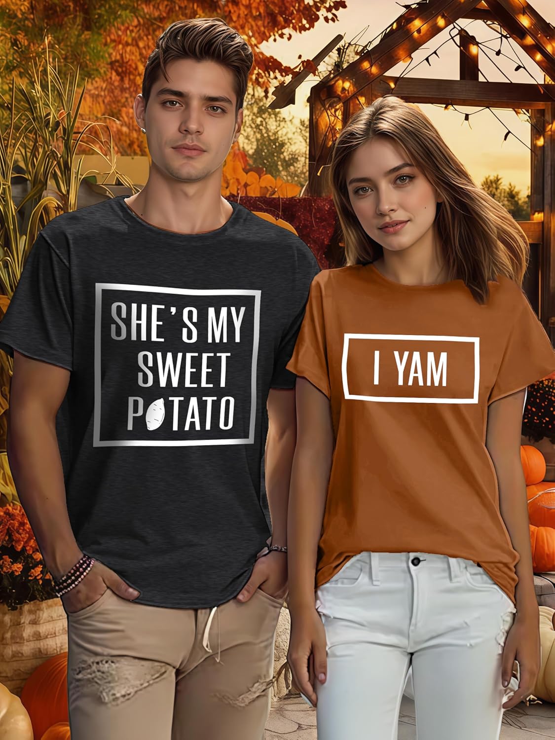 Shes My Sweet Potato I Yam Shirts His and Hers Matching Outfits Couples Thanksgiving Shirt - Image 3
