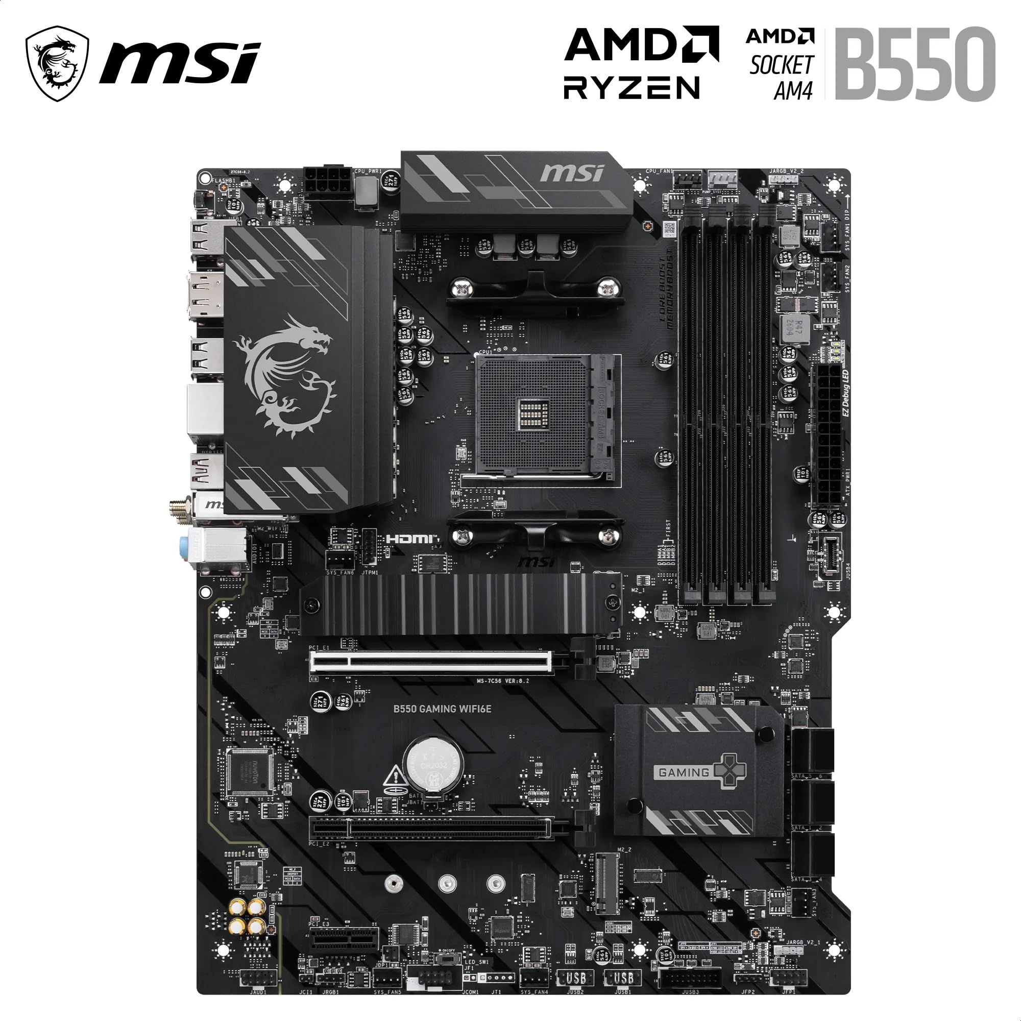 MSI Scheda madre B550 Gaming WIFI6E, ATX - Supporta processori AMD Ryzen serie 5000, serie 5000 G, 4000 serie G e 3000, AM4 - DDR4 Memory Boost 4800+MHz/OC, PCIe 4.0 x16, M.2 Gen4, 1G LAN