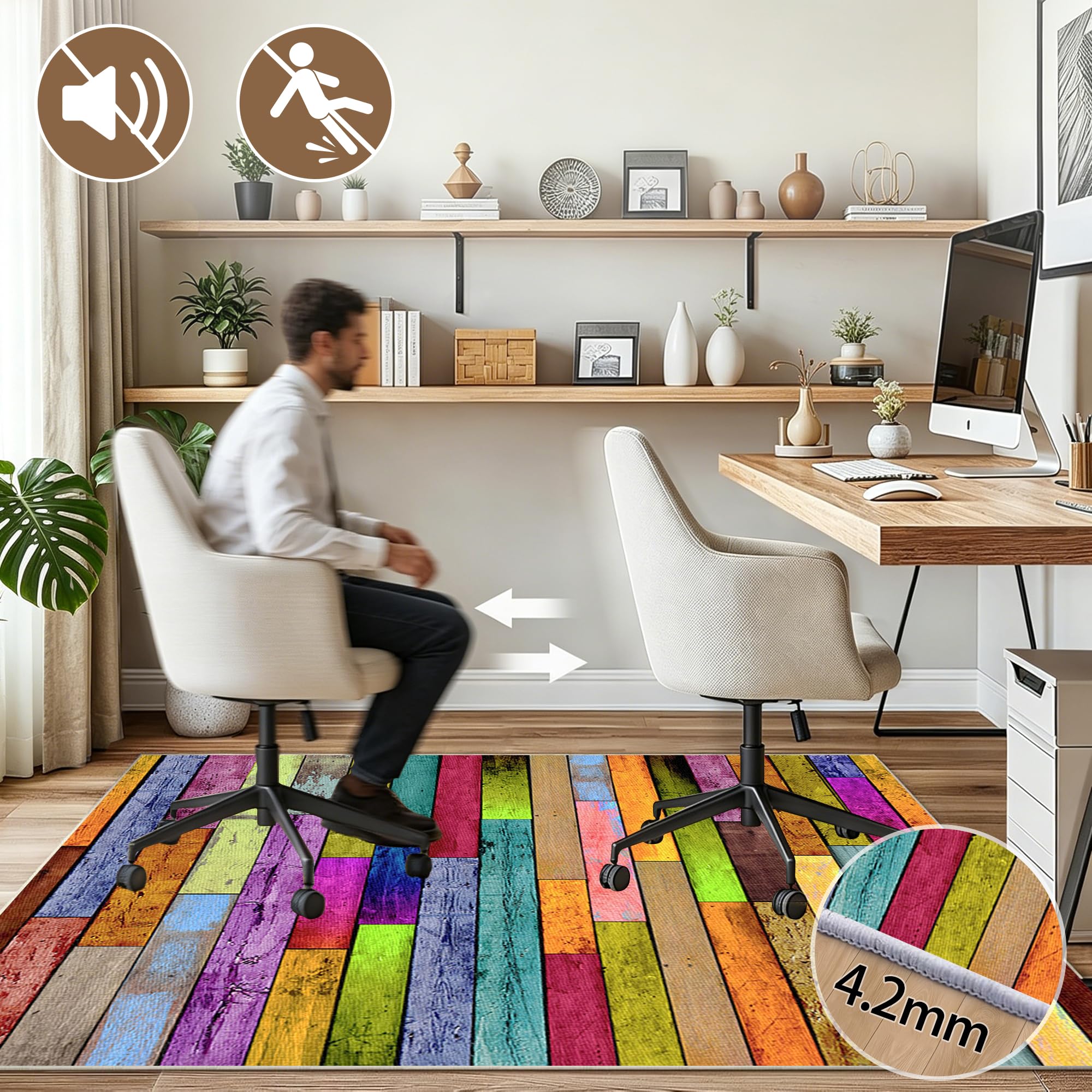 Teppich-Stuhlmatte, bürostuhl unterlage teppich 80 x 150 cm Gaming Teppich Stuhlunterlage, Bodenschutzmatte für Hartböden, schreibtischstuhl unterlage für Laminat, Bürostuhl Matte für Bodenschutz