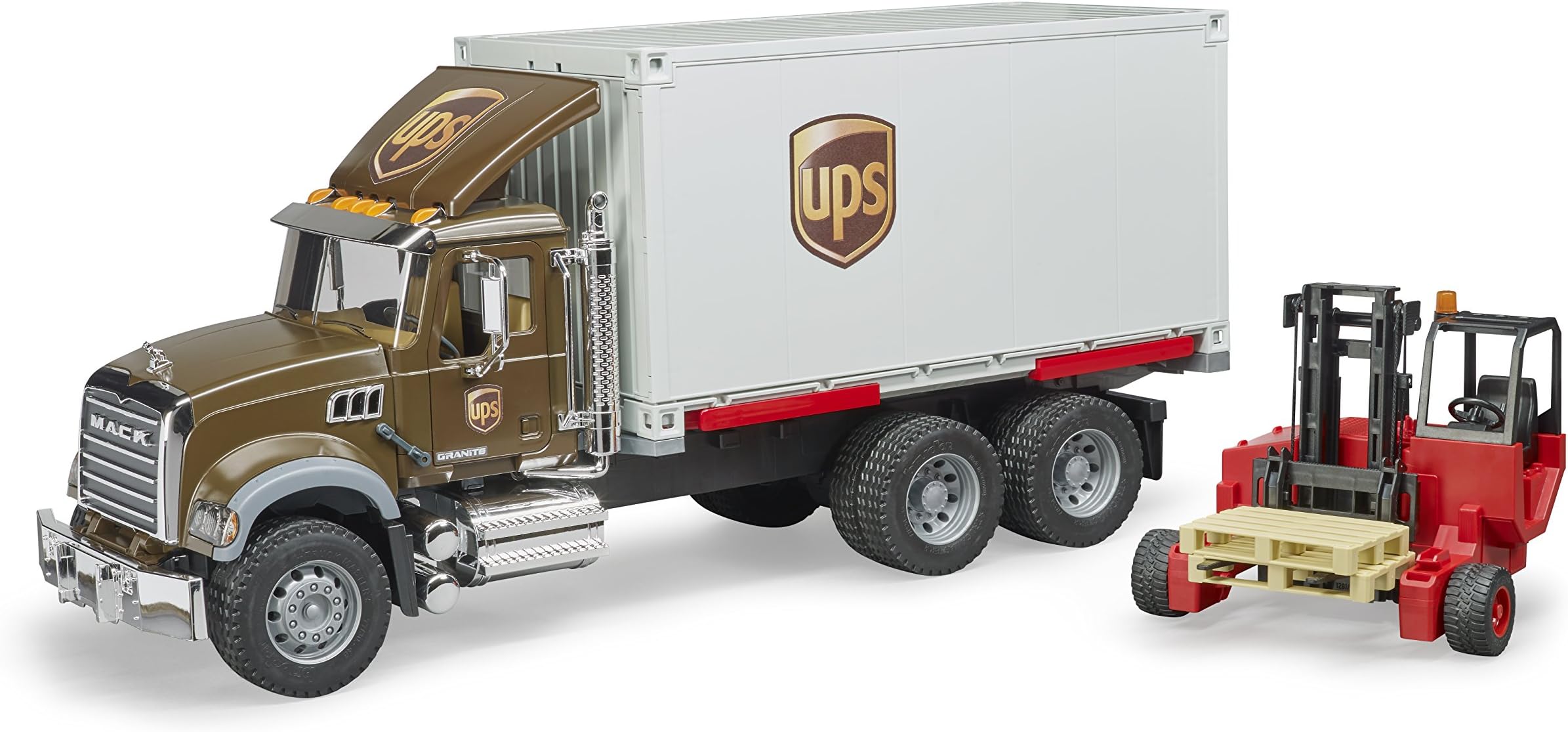 MACK Granite UPS Logistics Truck with Forklift and Pallets