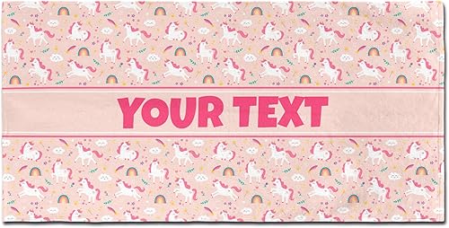 Miniatura 2 de Toalla de baño o playa personalizada para niños, unicornios rosas, nombretexto personalizado, secado rápidoabsorbente para baño de niños, regalo