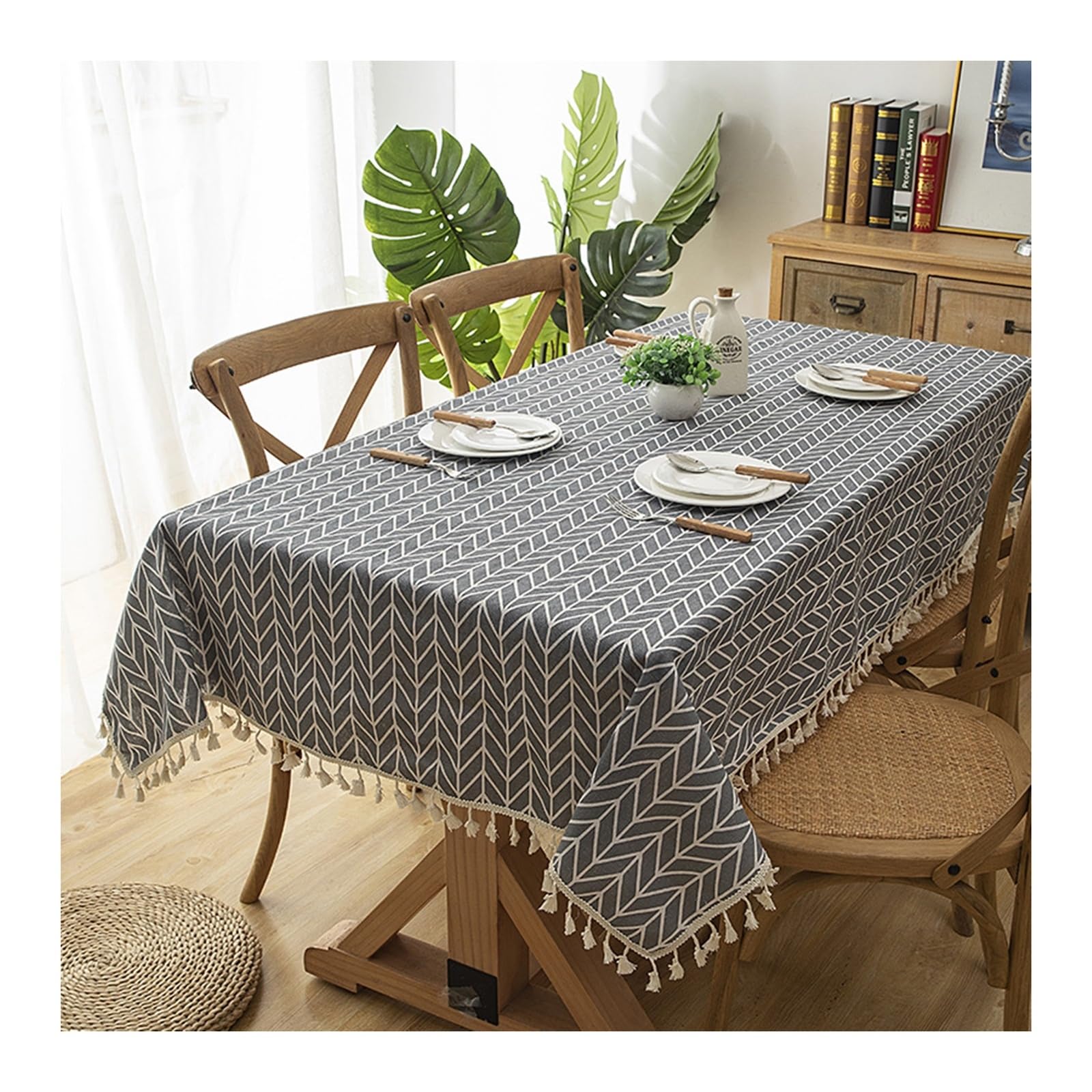 Nappe anti-taches KnSam rectangulaire grise lavable en coton