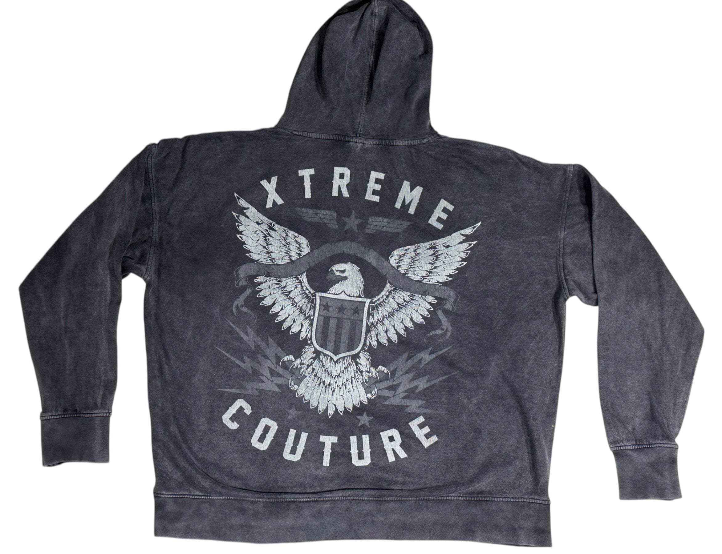 Xtreme Couture By Affliction Unisex Oversized Boxy Pullover Hoodie Bravenet, Gray, 3XL