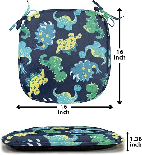 Vista 292 de Lunarable Orient - Cojín de asiento para silla, curlicues florales orientales con elementos artísticos venecianos, hojas de follaje, damasco a