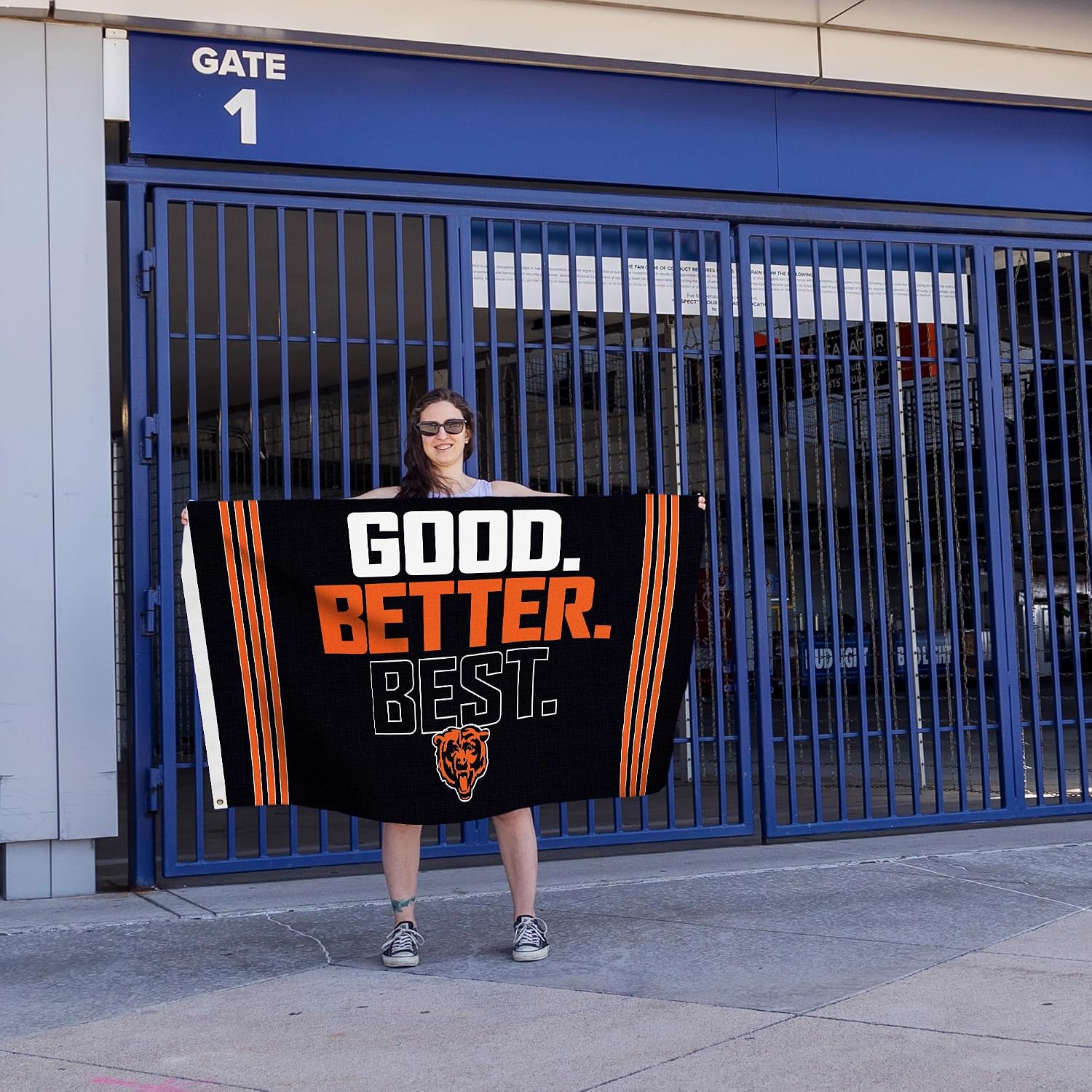 Uniquely Original NFL Football Chicago Bears "GOOD. BETTER. BEST." 3' x 5' Banner Flag Single Sided - Indoor or Outdoor - Home Décor