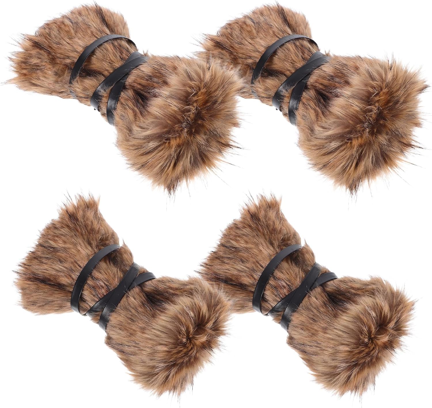 LUOZZY 2pairs Viking Retro Faux Fur Adjustable Leg Warmers for Halloween Medieval Cosplay Festival Costume Accessories Unisex