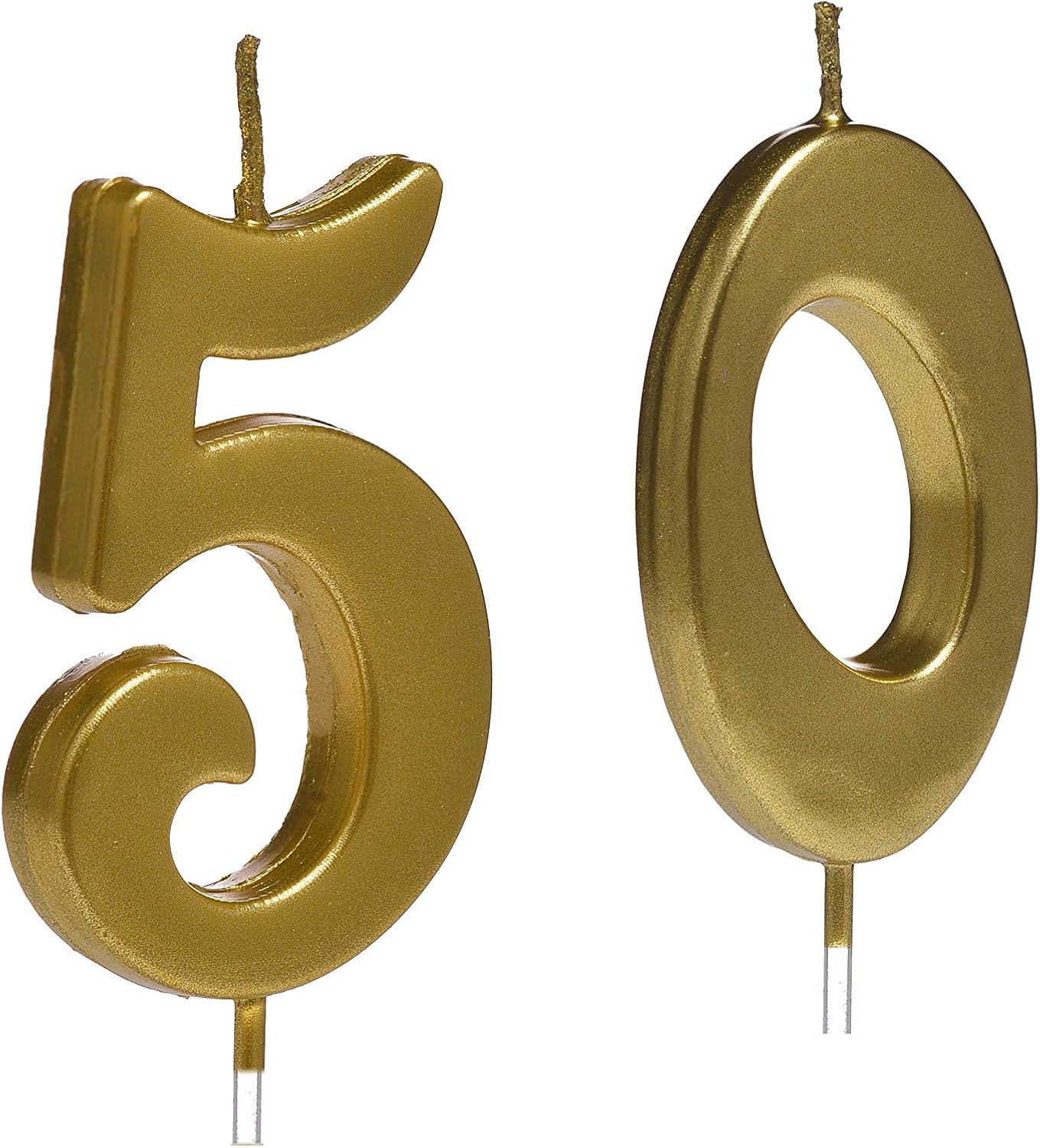 Gold 50th Birthday Candles,Number 50 Cake Topper for Party Decoration