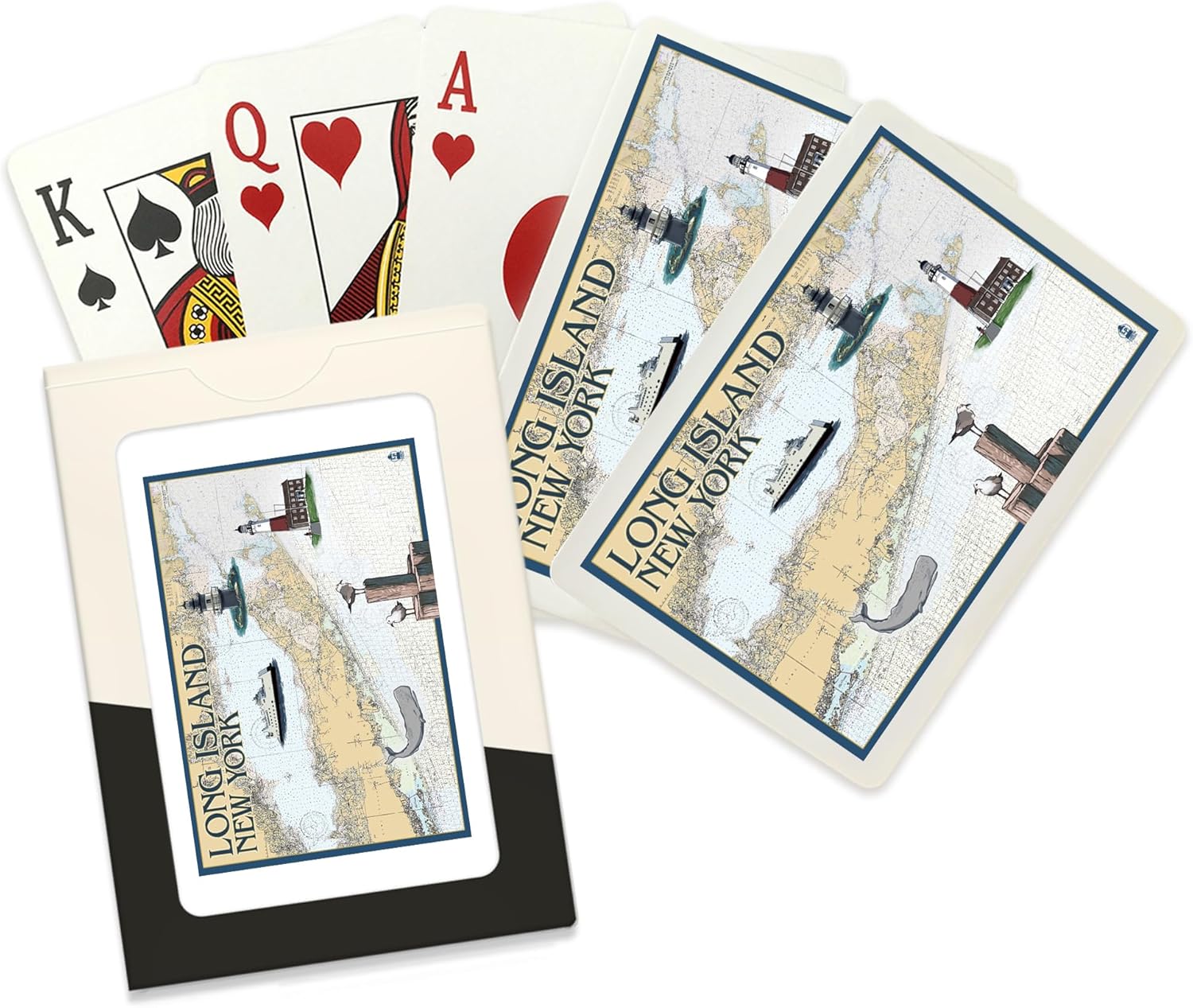 Lantern Press Long Island, New York, Nautical Chart 3, 52 Playing Cards for Adults, Poker Size Card Deck