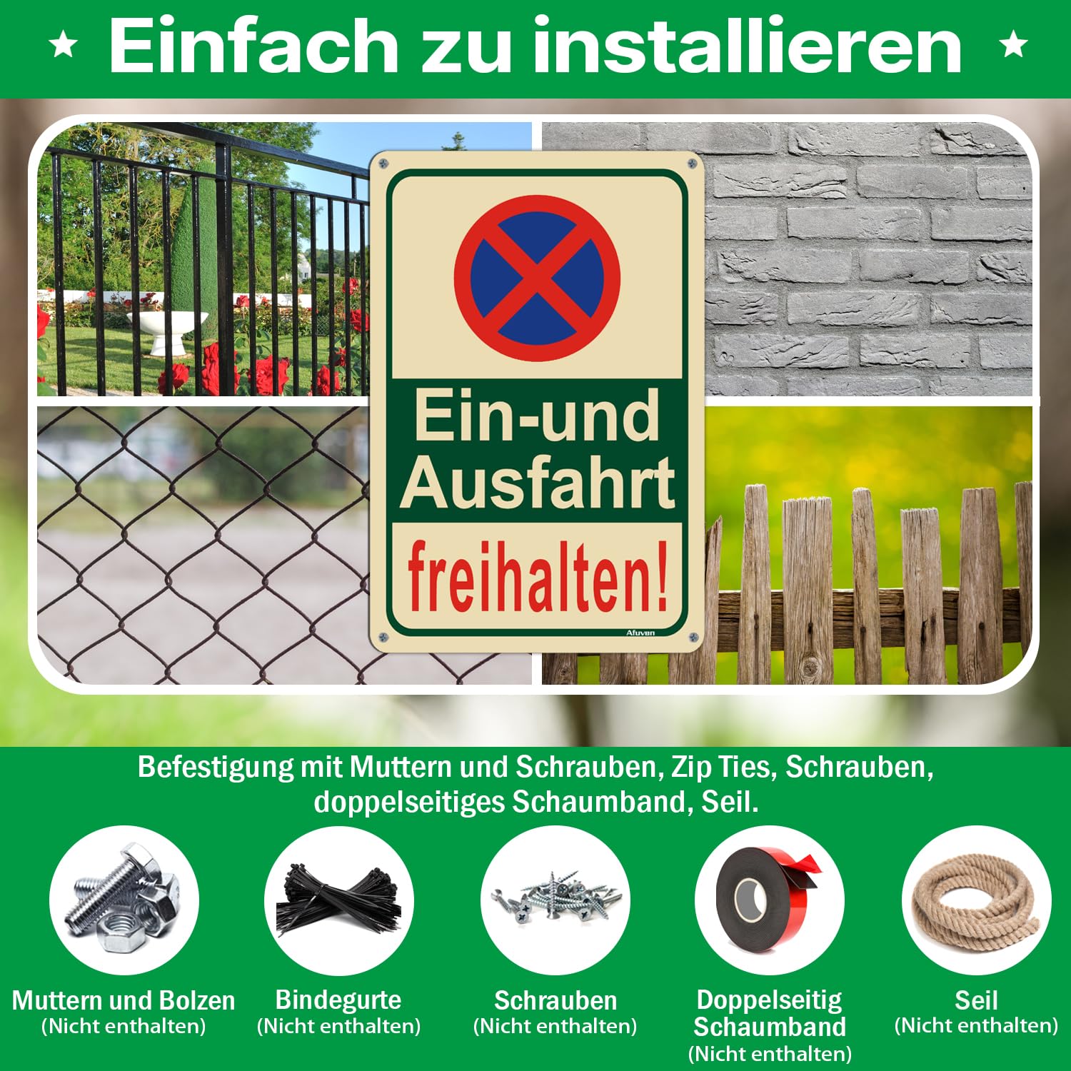 Schild 'Ausfahrt Freihalten' 175x65 Mm – Aluminium, Edelstahloptik, Wetterfest, 2-fach Gelocht