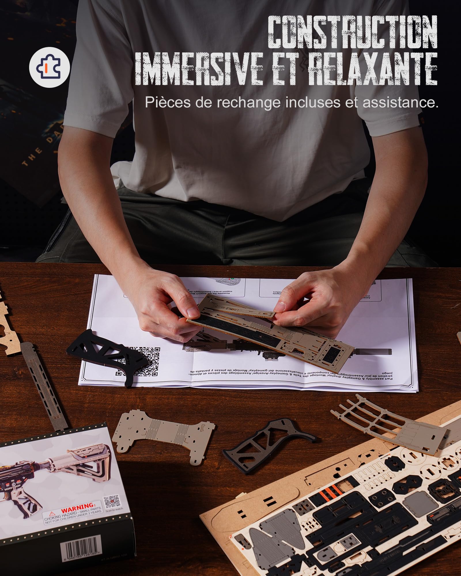 ROBOTIME Maquette Mécanique Sci-FI en Bois, 410 Pièces, LQB02 | 410 pièces, Environ 7 h de montage, Sans piles, Support arrière réglable