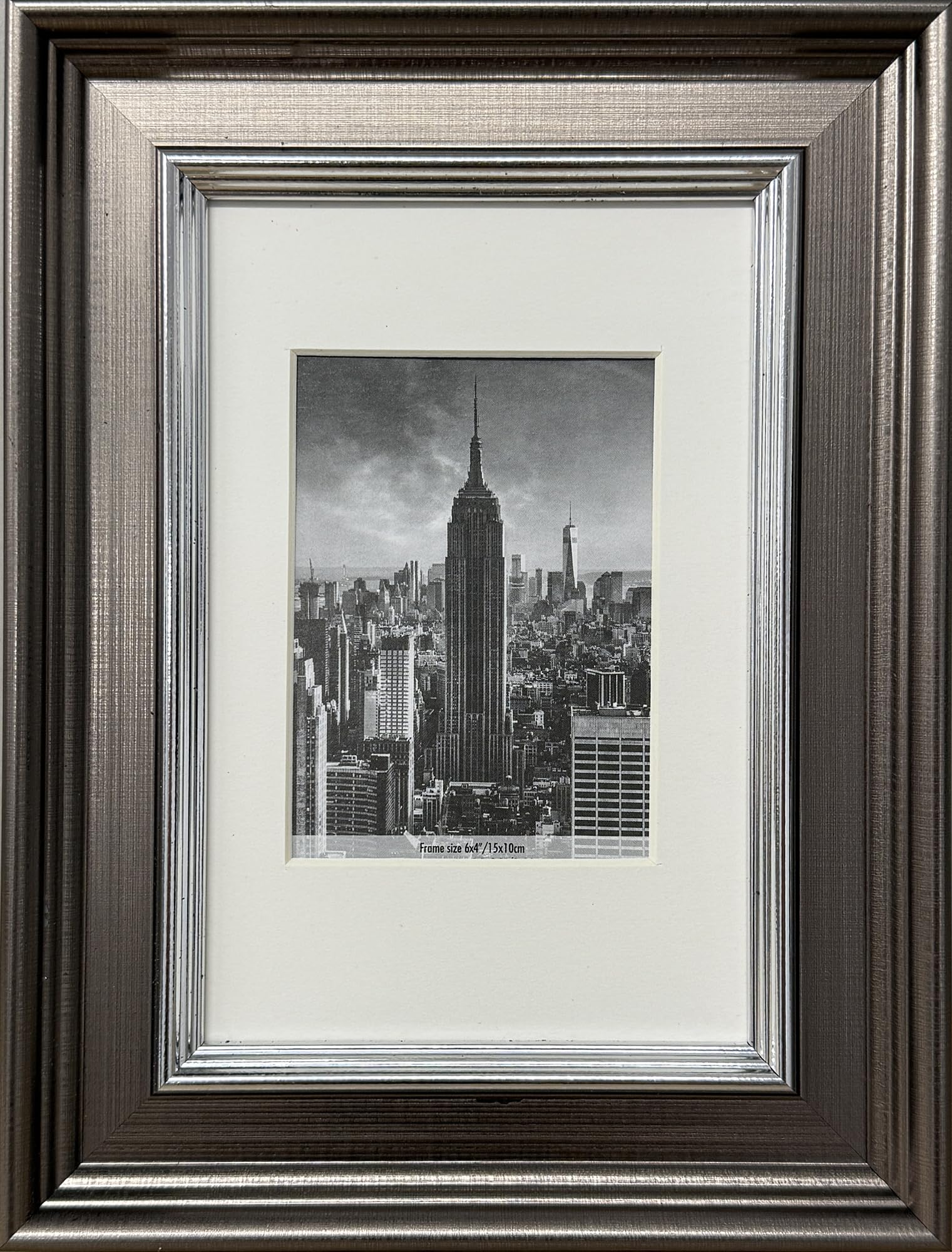 pf+a REAL GLASS Small 6x4 Silver Picture Frame - 6x4 For 3.5x2.5 inch Photo Frame With Mount Gunmetal