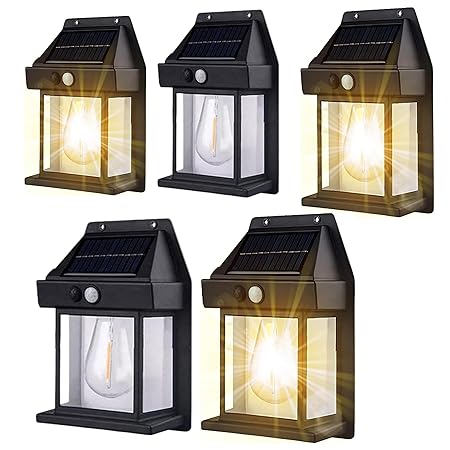 KAVANA Solar Wall lamp Lights for Outdoor,Motion Sensor lamp, Solar Lights for Outdoor, Home, Garden with Solar Panel Waterproof Outdoor lamp for Garden, Patio, Yard- Multi Color (5)