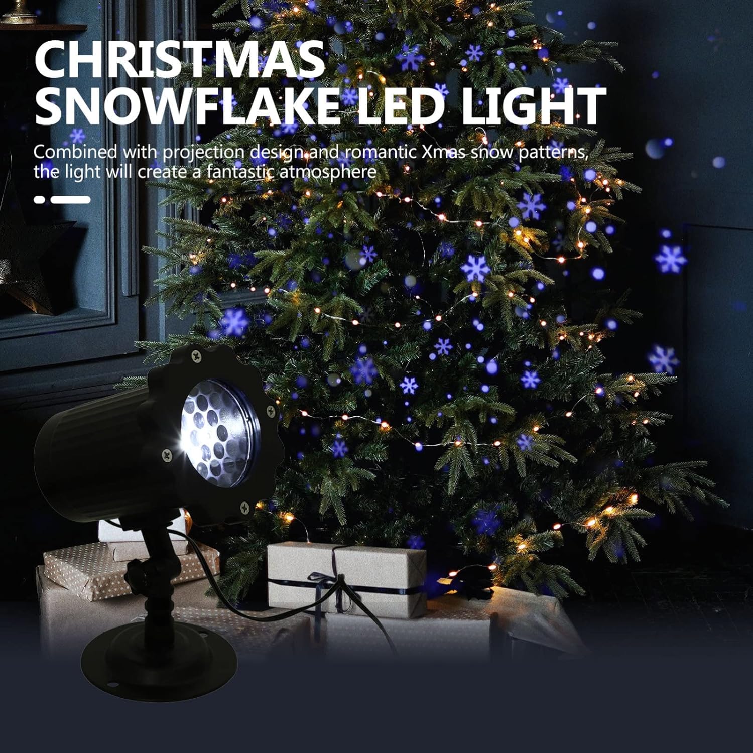 1Pc Unique Christmas Snowflake Projection Lamp Decorative LED Light for Winter Decorations for Parties Weddings and Festive Atmosphere