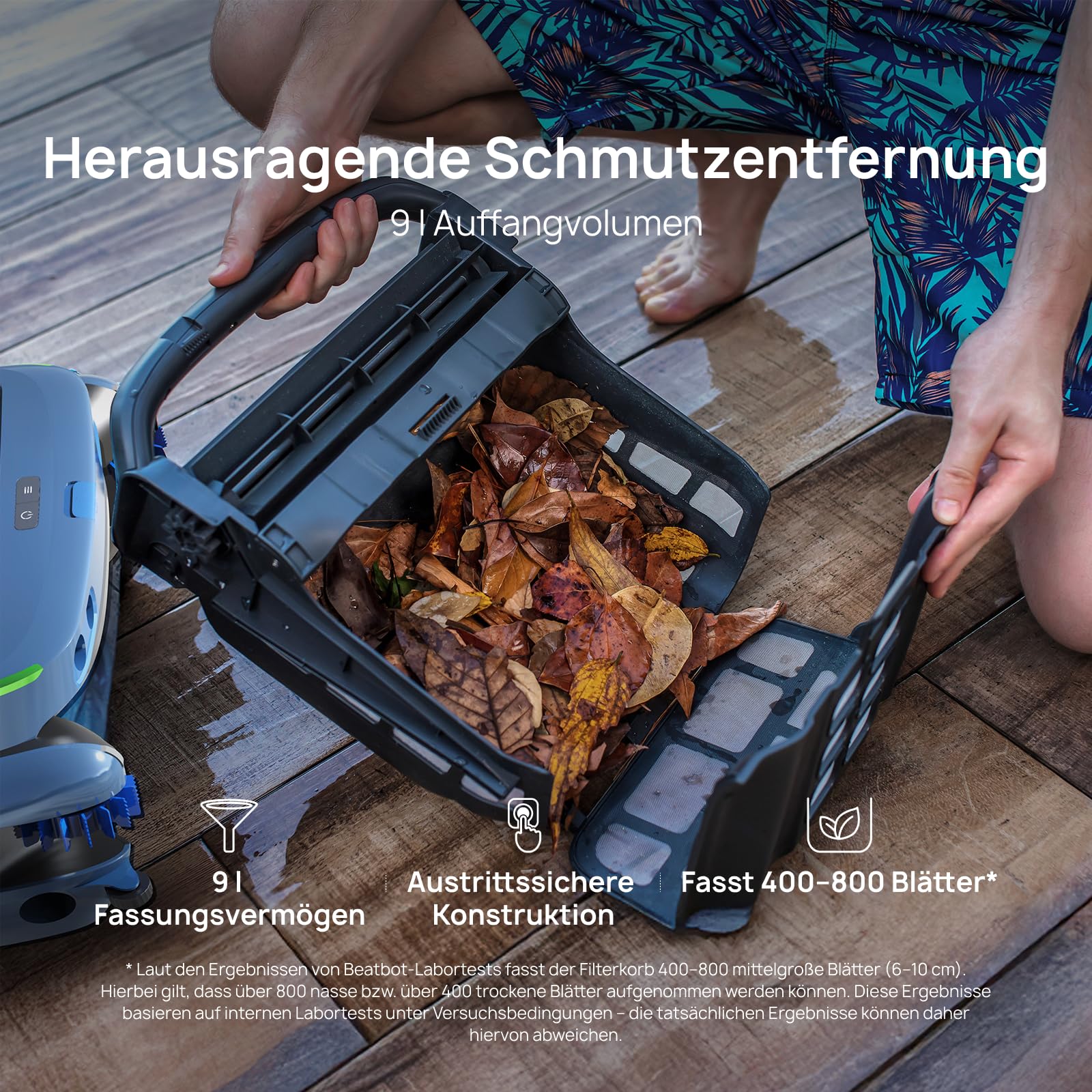 Beatbot iSkim Ultra solarbetriebener Roboter, Poolskimmer für Oberfläche | Dual-Ladeoptionen, Wasserklärung, Rand- und Eckenreinigung, Steuerung per App, Ice Blue