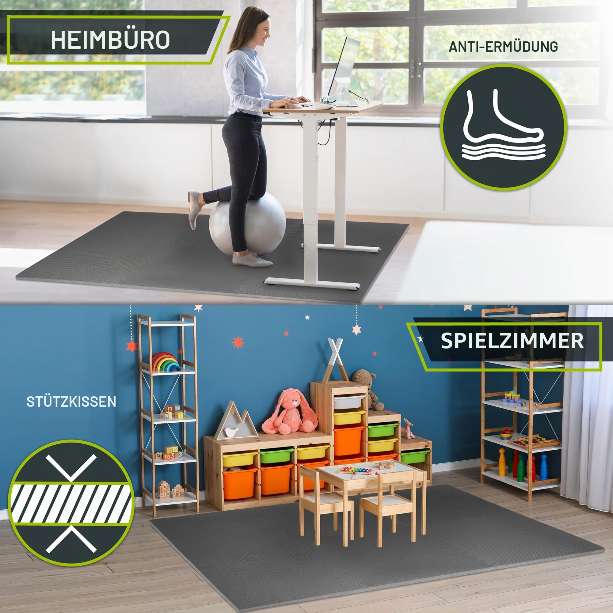 ProsourceFit extra Dicke Puzzle-Übungsmatte, Eva-Schaumstoff, ineinandergreifende Fliesen für schützende, gepolsterter Workout-Bodenbelag für Heim- und Fitnessgeräte