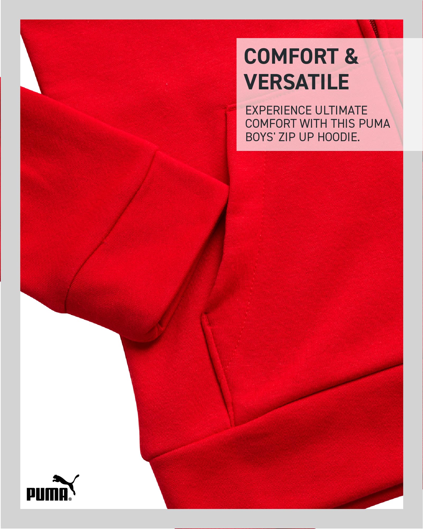 PUMA Felpa con cappuccio con zip per ragazzi, in pile, comoda e performante, con cerniera, per ragazzi – Felpa sportiva per sport e uso quotidiano