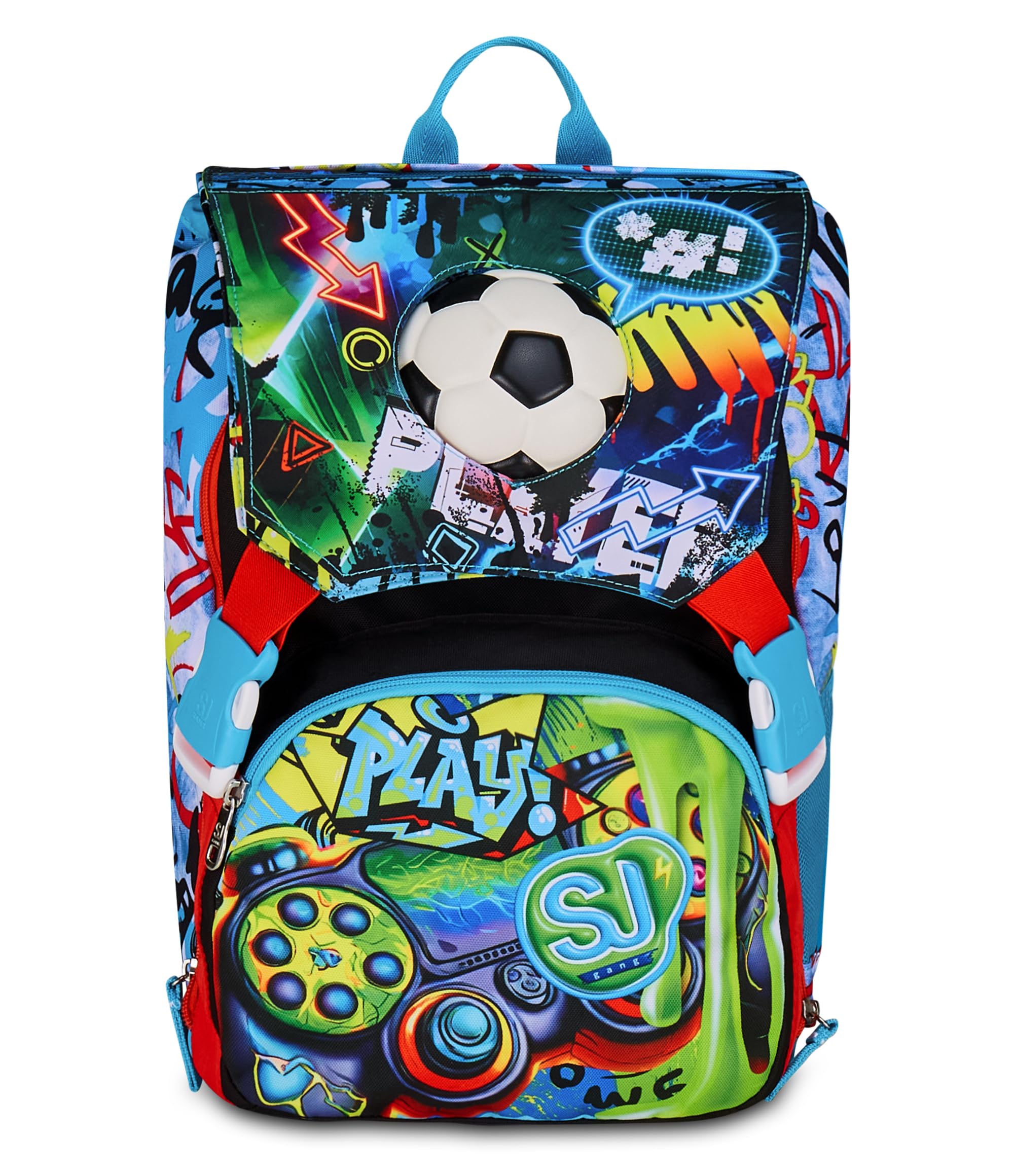 SJ GANG STYLE JAM GANG Zaino Doppio Scomparto Estensibile, Blu, Maxi Capienza, Schienale Preformato, Bambino, Scuola Elementare