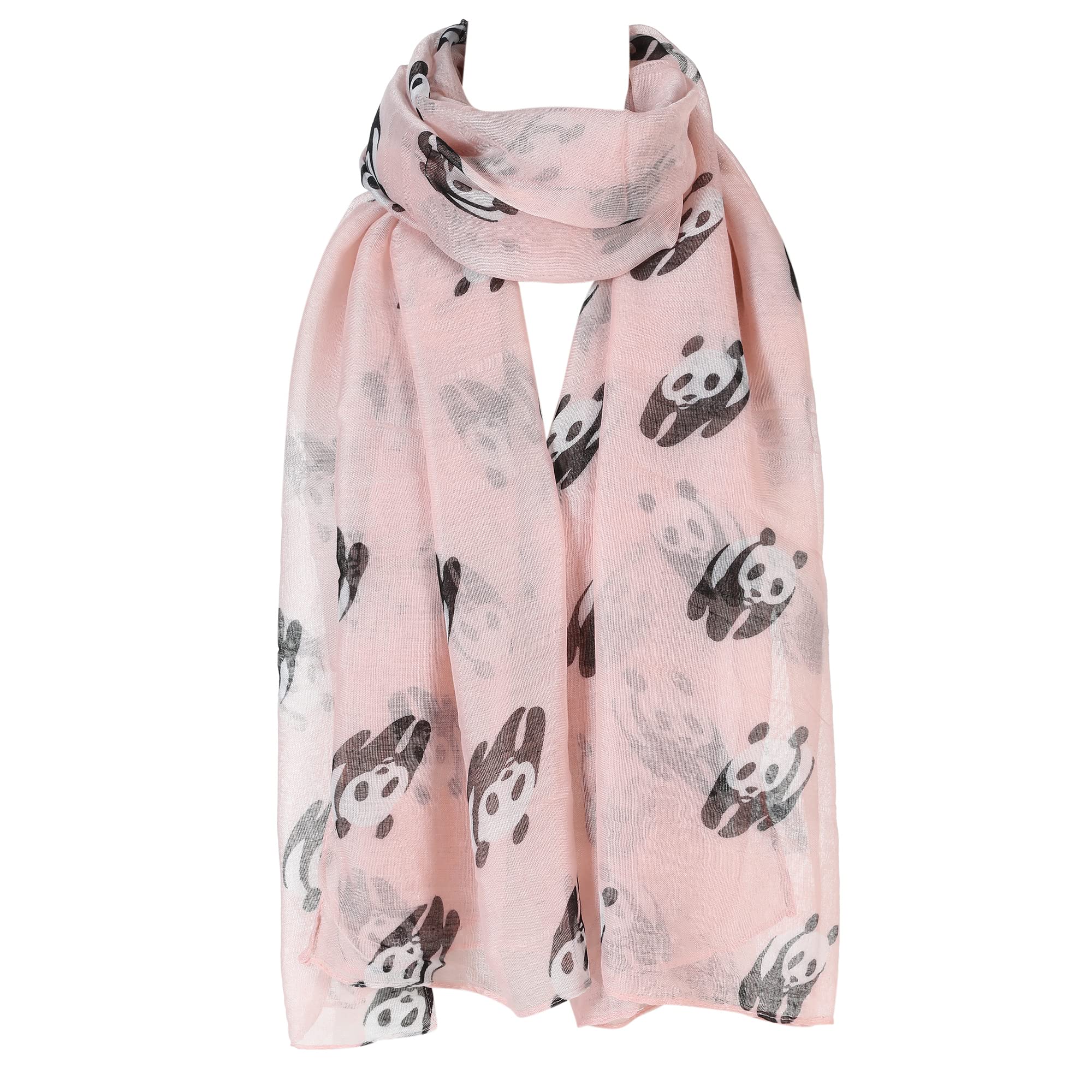 London Scarfs Ladies Women s Panda Print Scarf Wraps Shawl Soft Scarves (Pink)