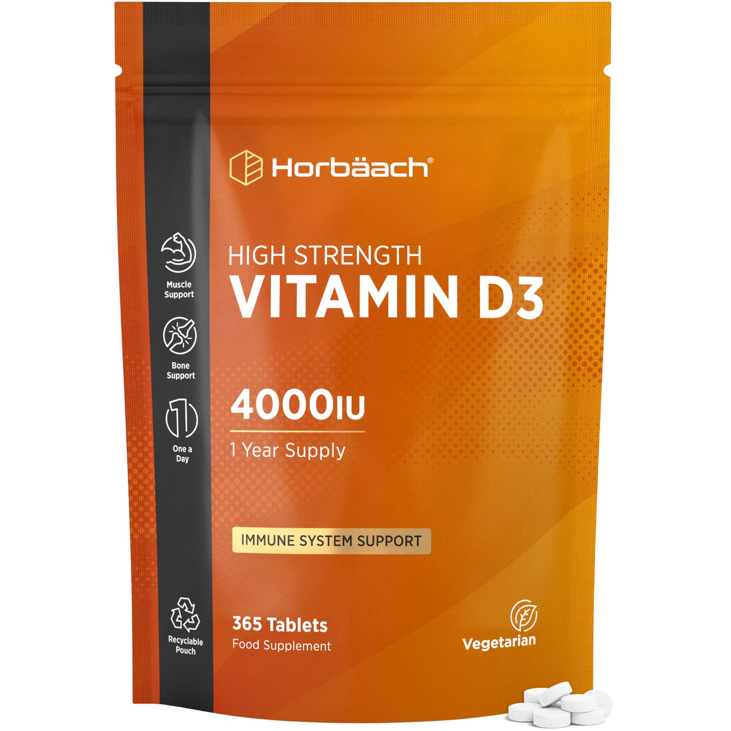 Vitamin D Tablets 4000iu - 1 Year Supply - 365 Easy to Swallow Tablets