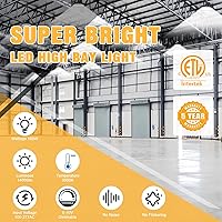 Vista 2 de UFO - Luz LED de alta bahía de 100 W, luces LED de alta bahía de 14,000LM, 0-10 V, regulable, cable de 6 pies con enchufe estadounidense, gancho