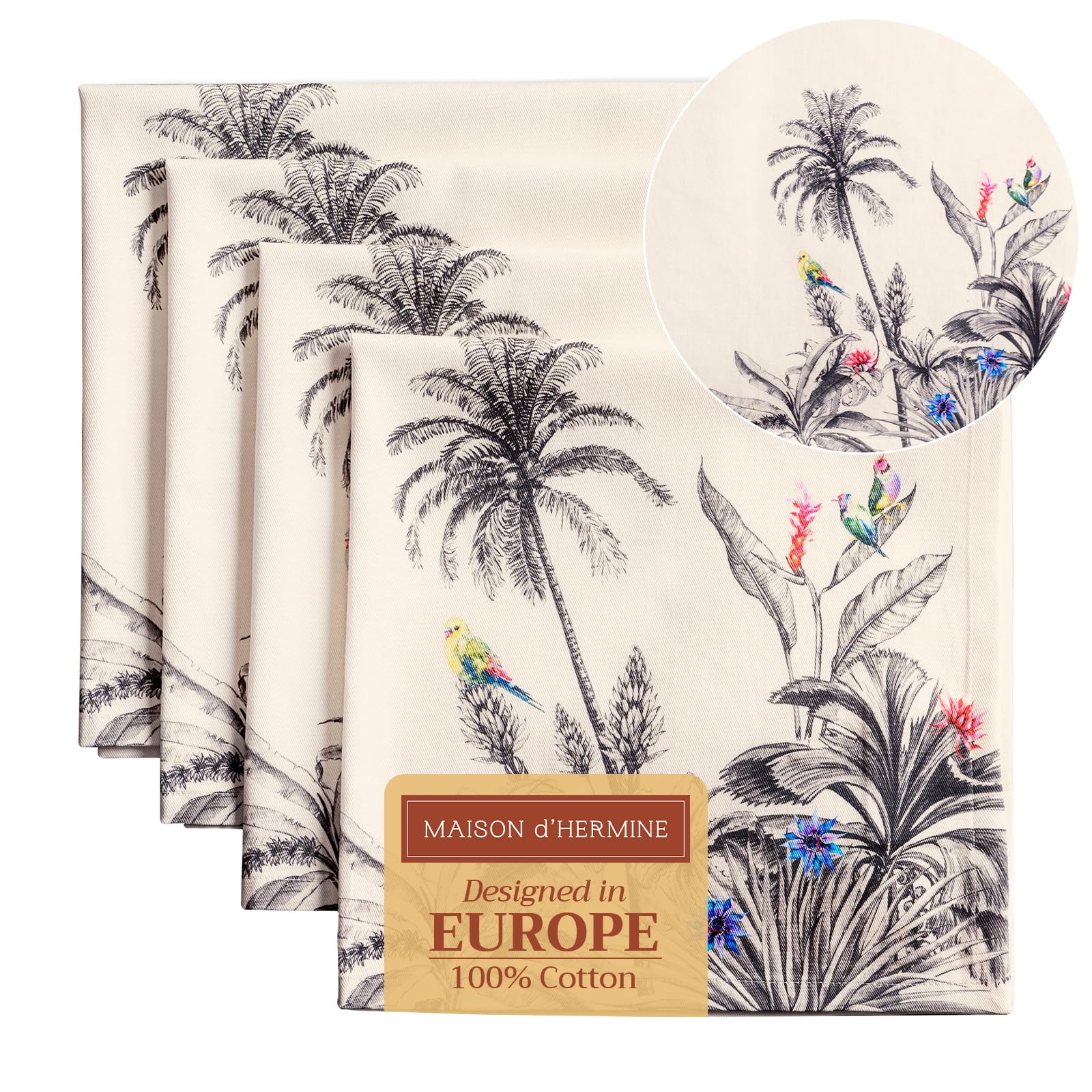 Maison D' Hermine Amazonia Cloth Napkins Set Of 4 100% Cotton For Christmas Decorations Everyday Reusable Square Autumn Napkins Cloth Washable Dinner Party Wedding (, 45 Cm X 45 Cm)