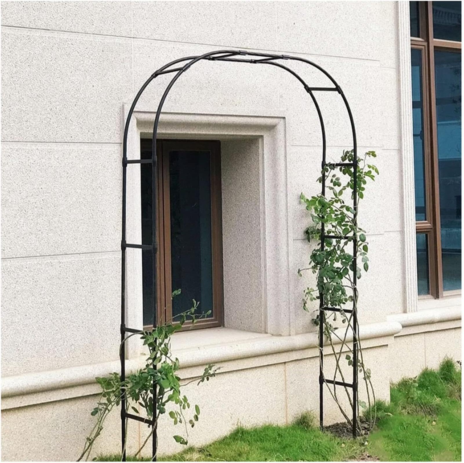 Metalowy łuk ogrodowy do roślin pnących, czarna róża krata na zewnątrz ślub i rocznicę, regulowany 120-350 cm szer. 200 cm x wys. 230 cm i wzór
