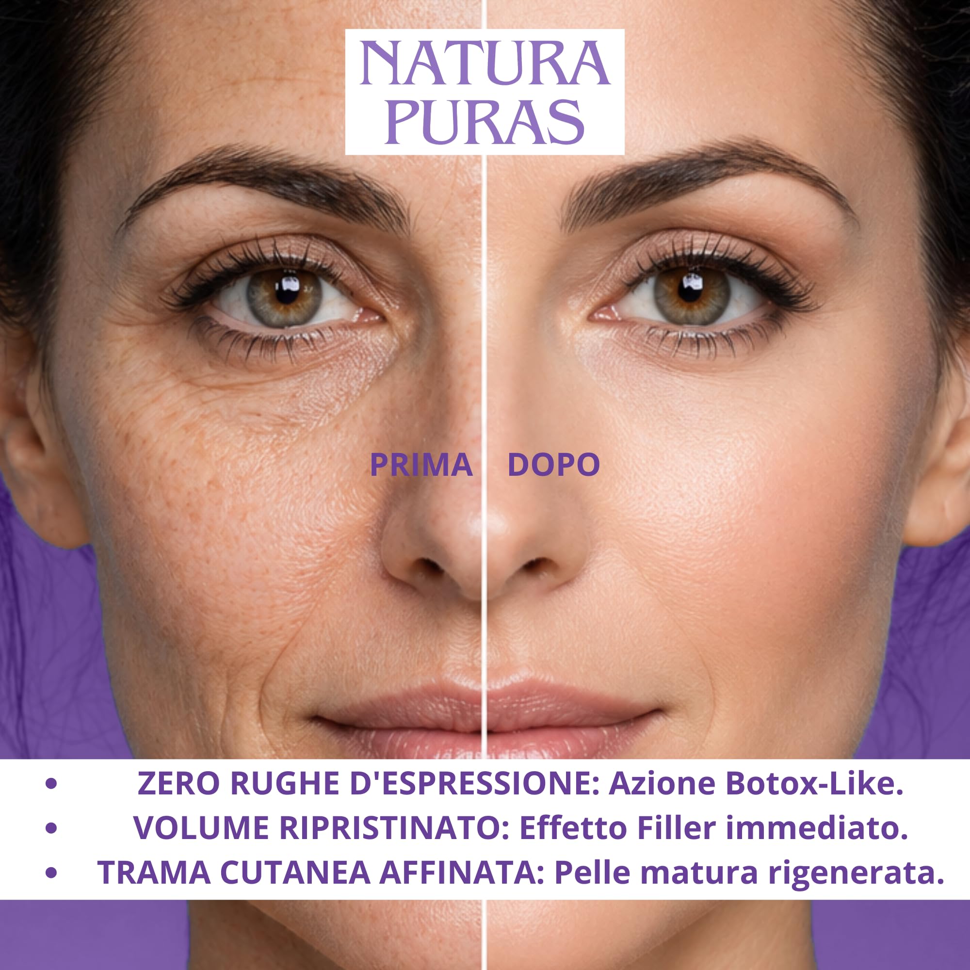 Siero Viso Antirughe Veleno di Vipera 30ml NaturaPuras | Acido Ialuronico Triplo, Vitamina C, Effetto Botox Lifting Istantaneo, Peptidi Biomimetici, Made in Italy