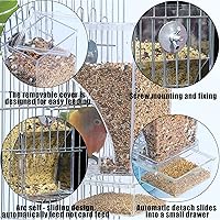 Vista 3 de Hamiledyi Alimentador automático de jaulas para pájaros sin ensuciar, con perca, acrílico transparente, contenedor de alimentos, accesorios