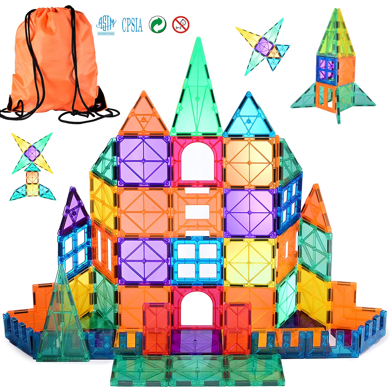 Volunna 78pcs Magnet Building Tiles Clear Magnetic 3D Building Blocks Inspirational, Recreational, Educational Conventional, Construction Playboards, Creativity Beyond Imagination