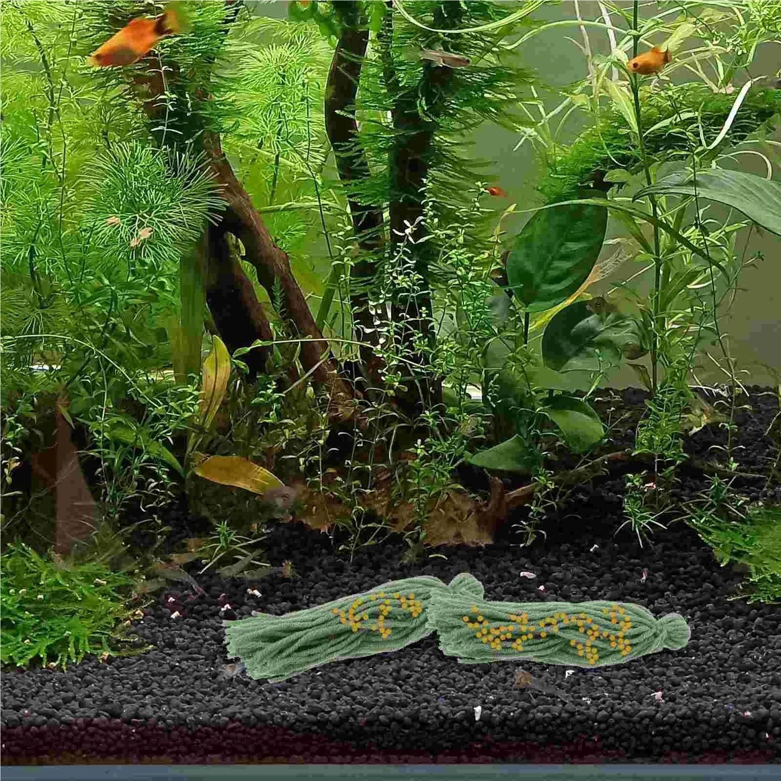 Lot de 40 serpillères pour ponte de poissons – Outil en fil d'écloserie d'aquarium, seau décoratif et cachette de race