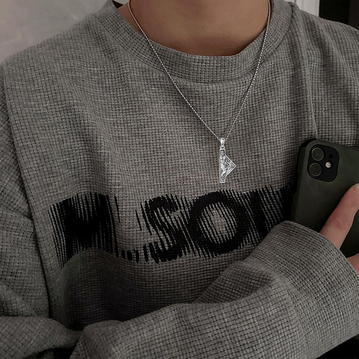 Viking Necklace 925 Sterling Silver Viking Rune Letter Pendant Norse Jewelry Gifts for Men Father - Image 2