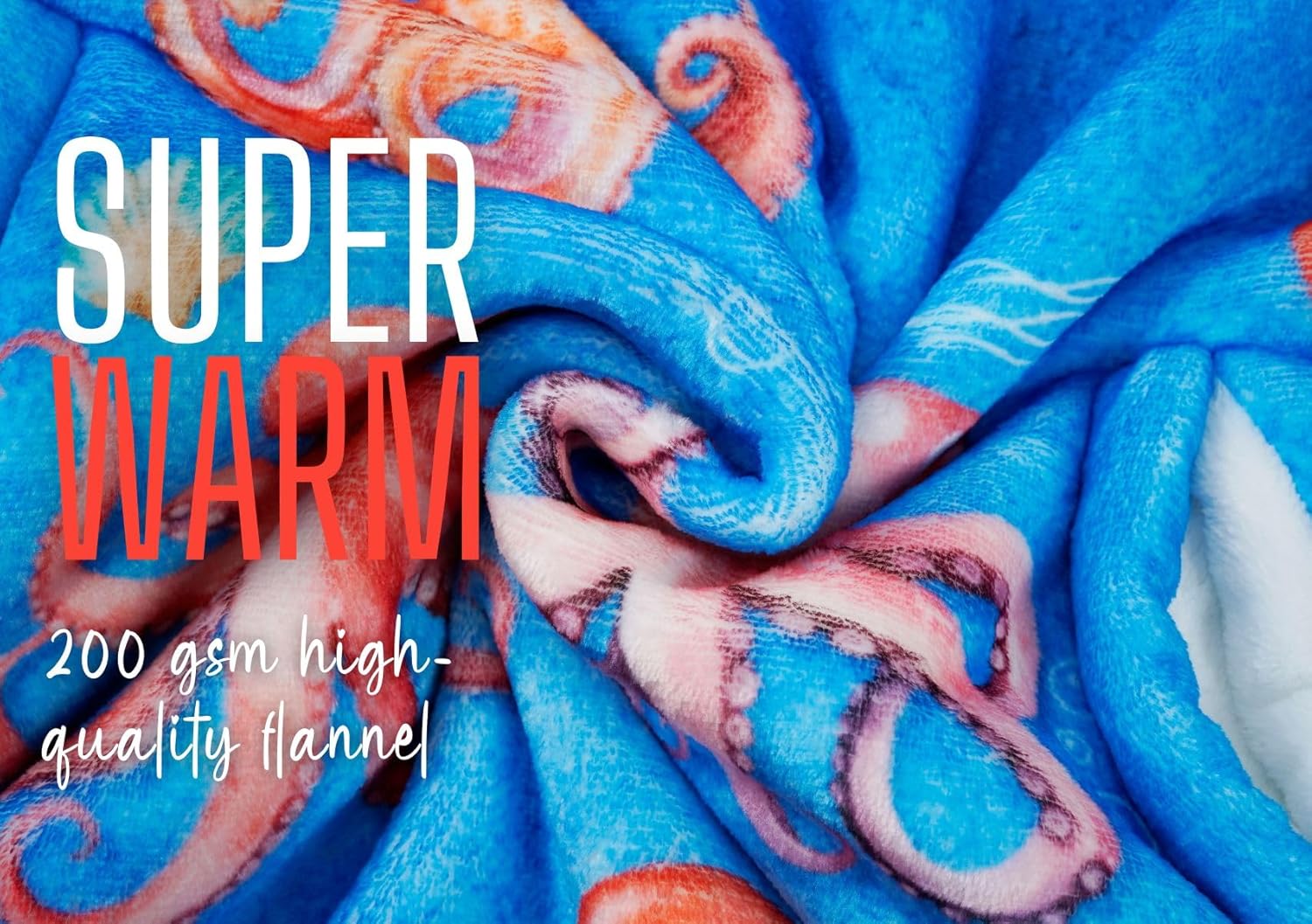 Octopus Gifts, Octopus Gifts for Women Wearable Flannel Blanket Hoodie, Oversized Flannel Hooded Blanket Sweatshirt, Super Soft Warm Cozy with Two Large Pocket - One Size Fits Most