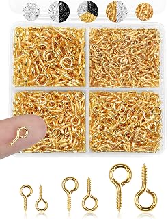 FIVEIZERO 600pcs Small Screw Pins for Jewelry Making & DIY Crafts, Mini Eyelet Screws for Art Projects & Bead Charms, Tiny Hooks & Eyes for Crafts (Gold & Silver, 3 Sizes)