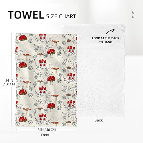 Miniatura 2 de Juego de 2 toallas decorativas de cocina con forma de hongo, decoración de cocina de hongos, toallas de mano suaves y absorbentes, para secar la