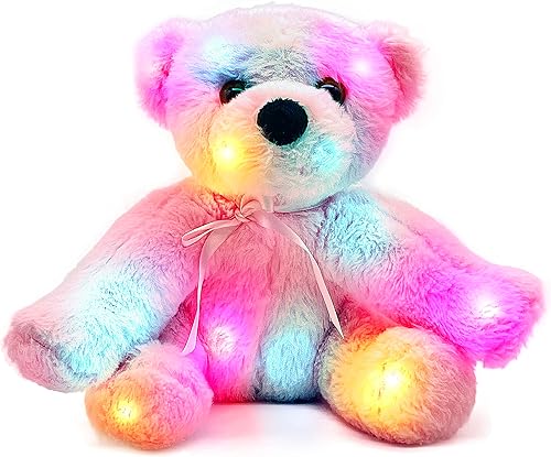 Ramo de flores de papel y oso de peluche iluminado para cumpleaños