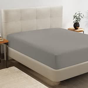 Mayfair Linen Twin XL Fitted Sheet – 100% Egyptian Cotton 600 Thread Count, Deep Pocket Cooling Sateen, Silver