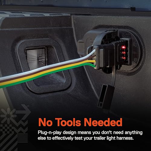 Miniatura 5 de Probador de cableado de remolque plano de 4 vías True Mods terminales de cobre niquelado macho y hembra Prueba de continuidad Probador de circuito