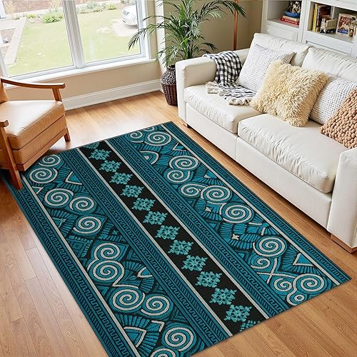 Vista 9 de 4x5 Boho Rug Rugs for Living Room Rugs for Entryway 70s Retro Seamless Pattern Orange Brown Pink Beige 60s 70s Bedroom Rug Door Mat Nursery Room