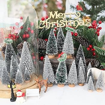Amazon.com: Mini Christmas Tree, Small Pine Tree with Wooden Bases