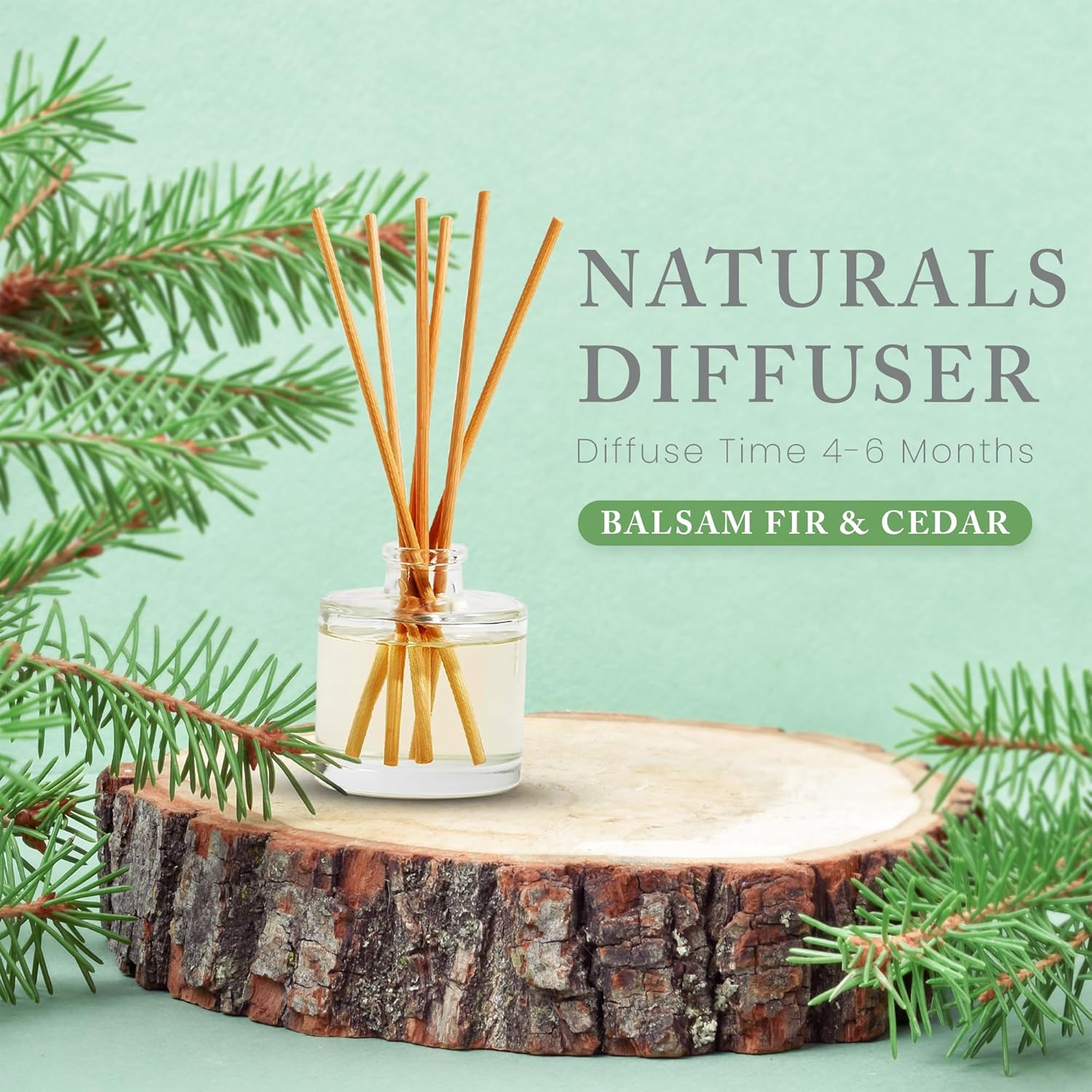 Hillhouse Naturals Birchwood & Spruce 4oz Diffuser. with fragrances of Aspen Birchwood, Spruce and Bergamot. Diffuse time 3-4 Months. Made in The USA.