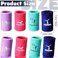 Vista 3 de Charniol Pulseras de gimnasia para agarres, 4 pares de muñequeras coloridas de poliéster y algodón para niñas, 3.15 x 3.94 pulgadas, color rosa