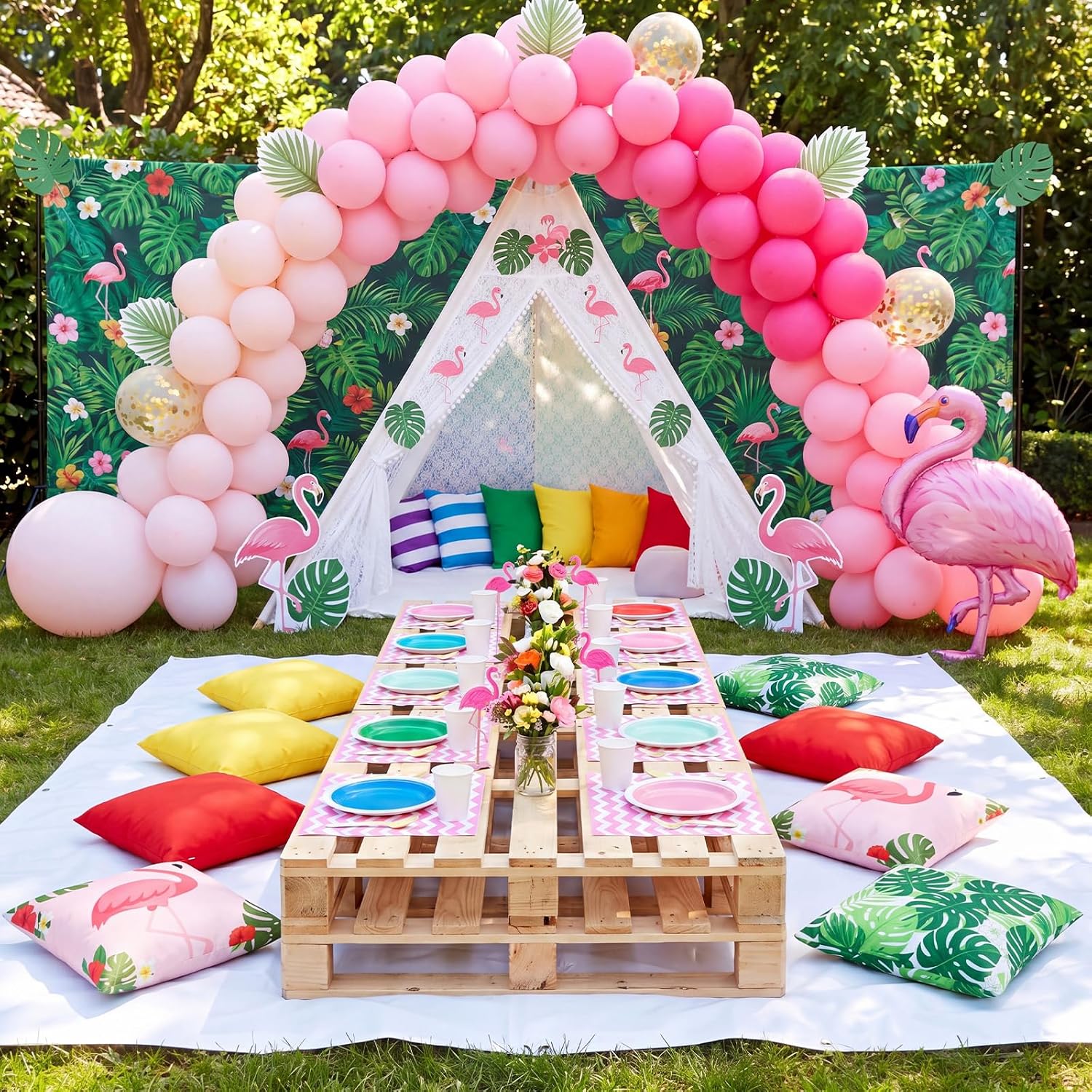 Yuntau 8 Pcs Summer Picnic Party Pillow Covers Only 18x18 Inch Outdoor Picnic Pillow Cover Throw Cushion Cases for Summer Birthday Bachelorette Tea Party Brunch Beach Backyard Sofa Decor image 3
