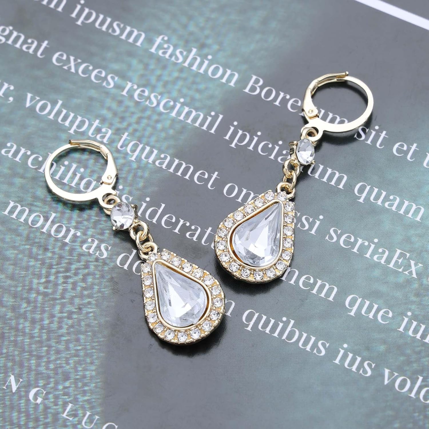 Bohemian Crystal Water Drop Earrings Gold Teardrop Hollow Cz Earrings Crystal Oval Dangle Earrings Geometry Teardrop Rhinestone Earrings Jewelry for Women - Image 6