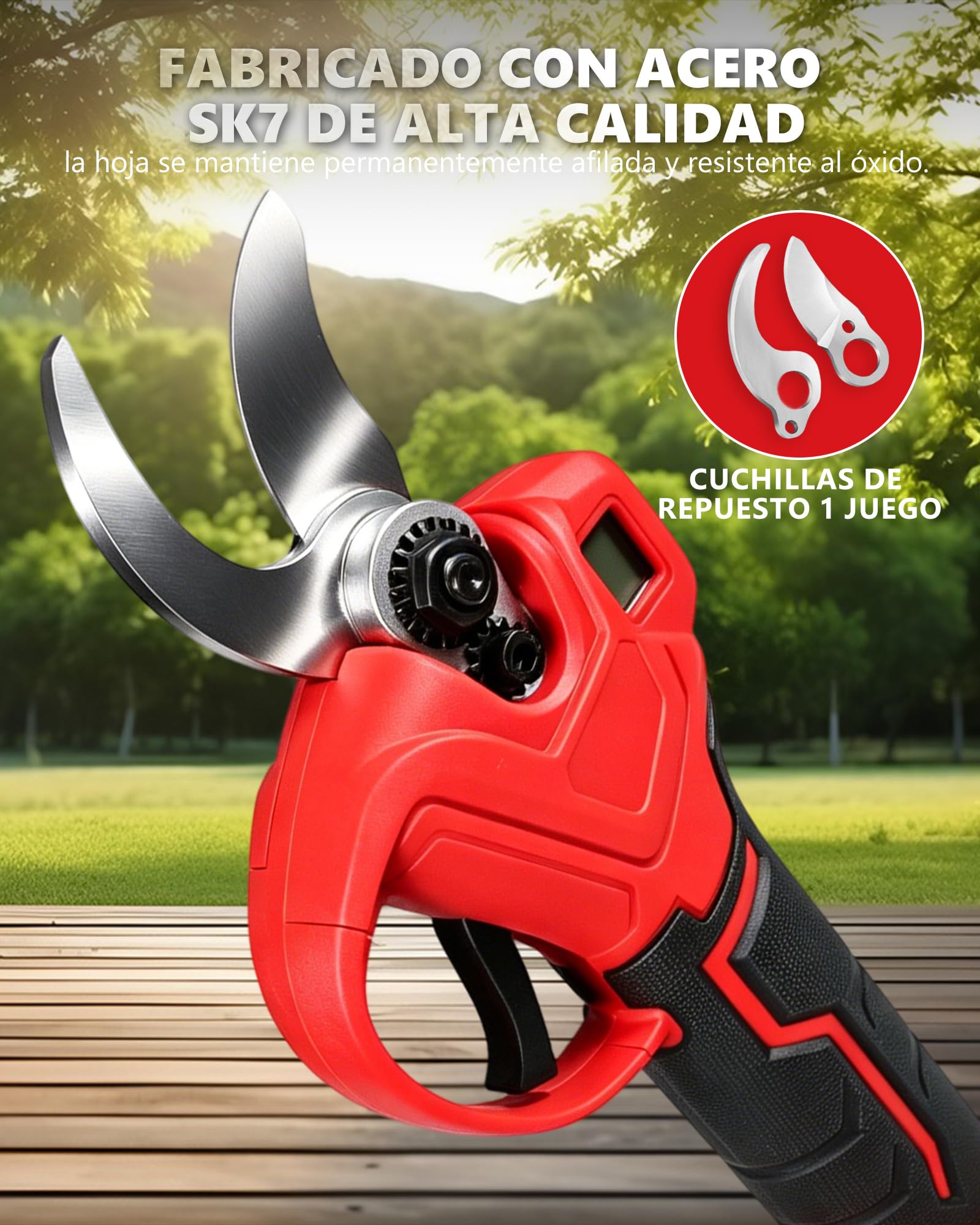 Tijeras de podar eléctricas con batería compatible con Makita 18 V, motor sin escobillas de 500 W y convertidor de batería, potencia máxima de corte de 25 mm, pantalla LCD y para podar árboles