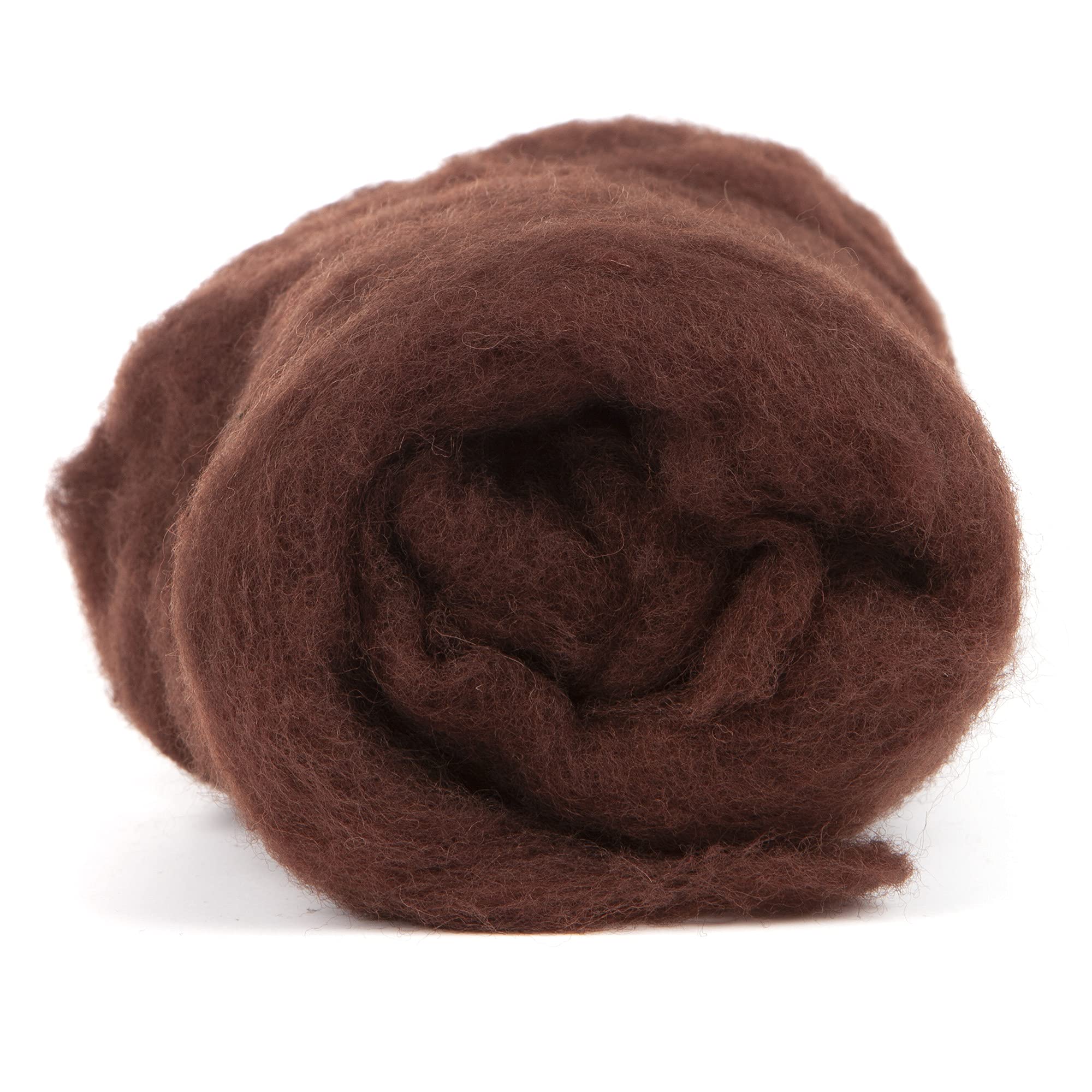 Maori Wool Carded Batting for Needle Felting, 3.5 oz, Chocolate Brown