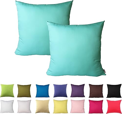Queenie - 2 fundas de almohada decorativas de algodón de color sólido para sofá, manta de almohada, disponible en 14 colores y 5 tamaños