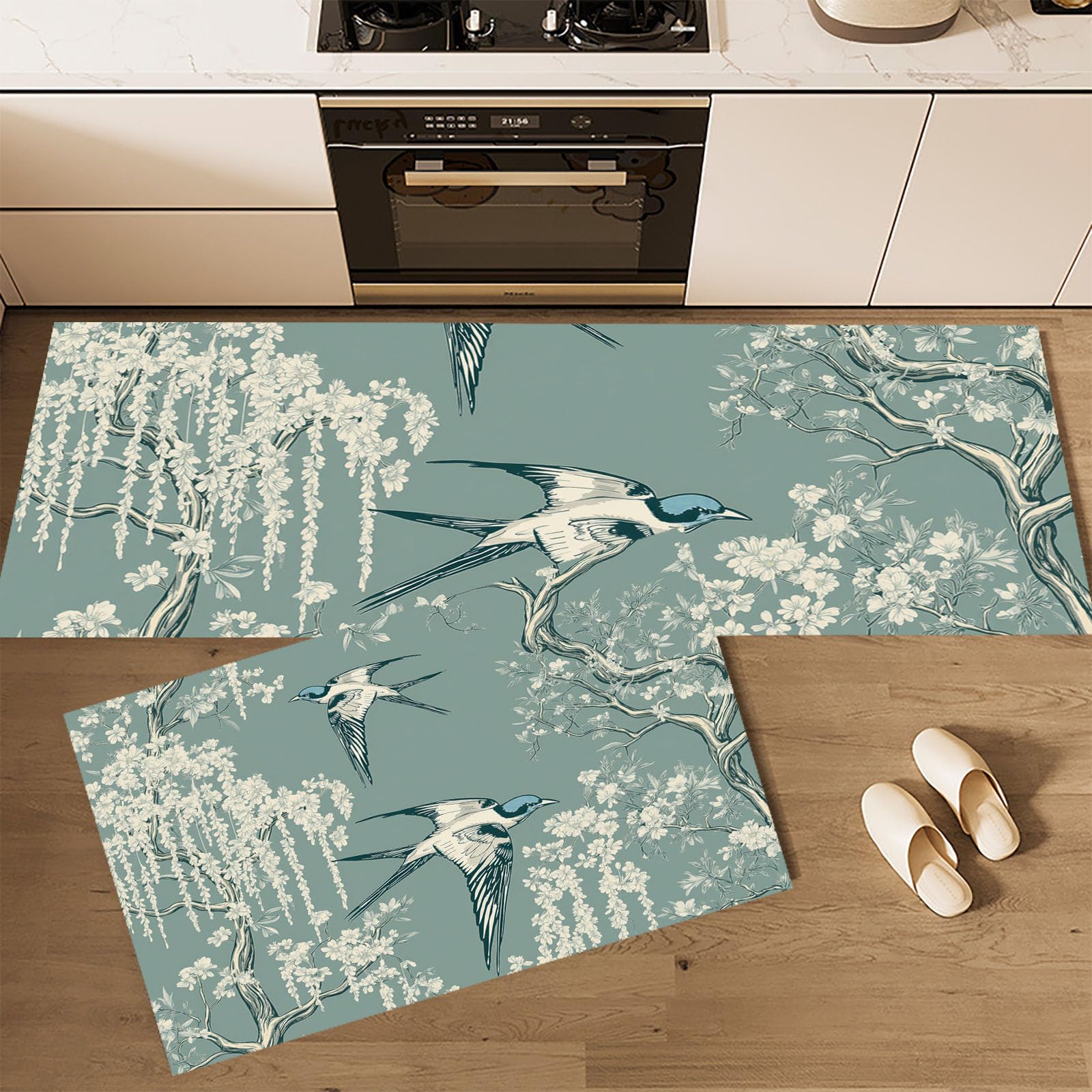 Alfombras de cocina de arte chino retro para decorar pasillos y suelos antideslizantes